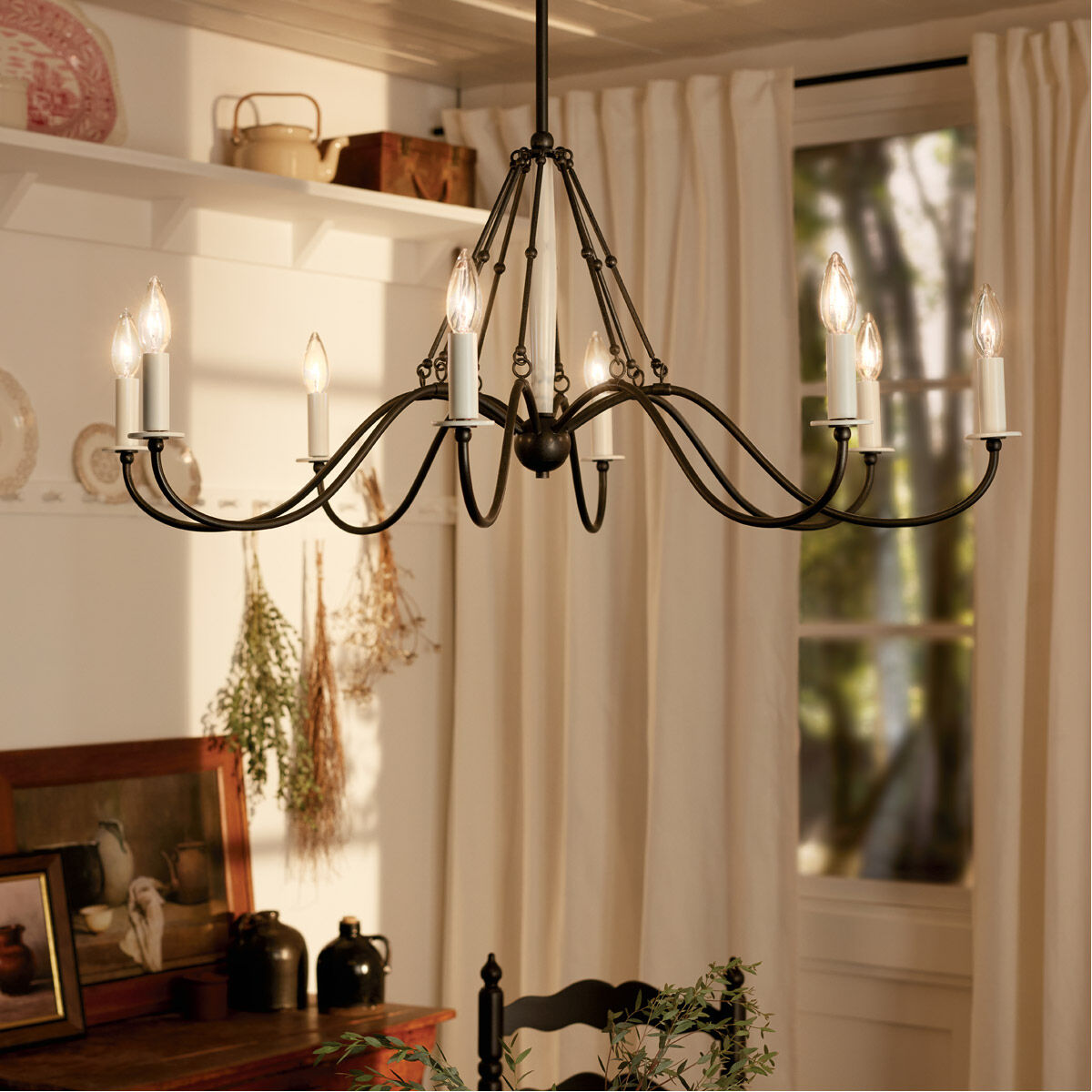 Homestead Freesia 8 Light 38 inch Anvil Iron Chandelier Ceiling Light, Freesia
