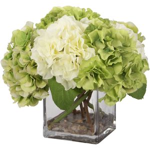 Savannah Green and White with Clear Glass Bouquet