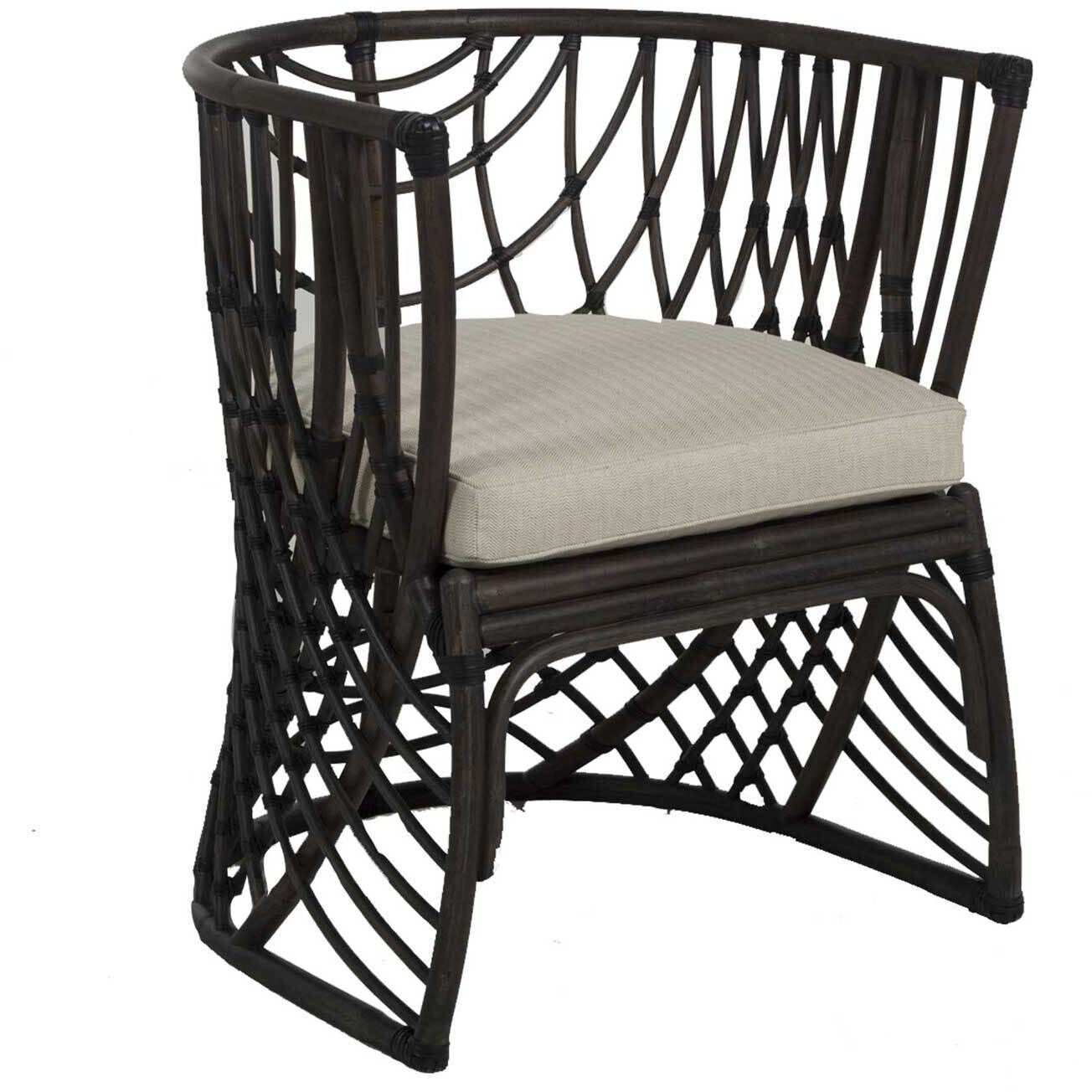 Asher Beige Linen / Black Leather / Black Rattan Dining Chair