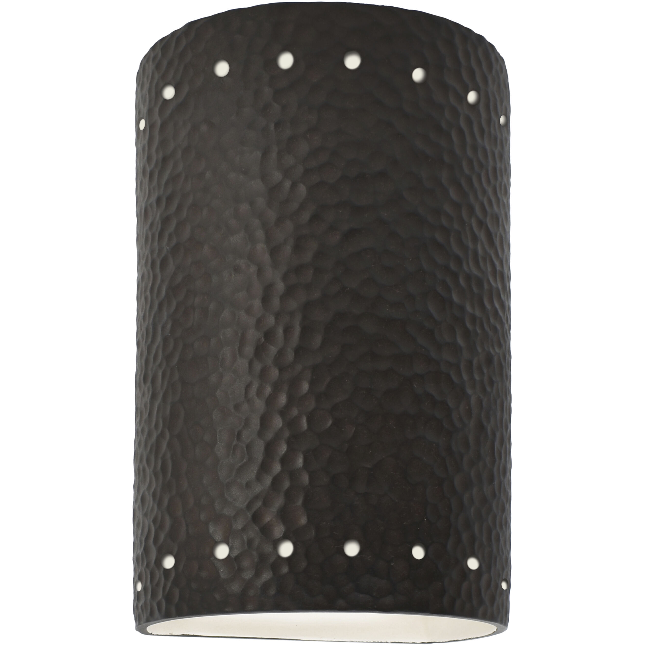 Ambiance Cylinder LED 9.5 inch Hammered Iron Outdoor Wall Sconce, Small