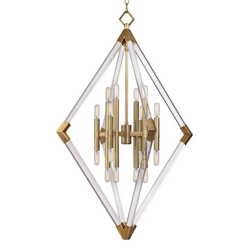 Lyons 16 Light 31 inch Aged Brass Pendant Ceiling Light