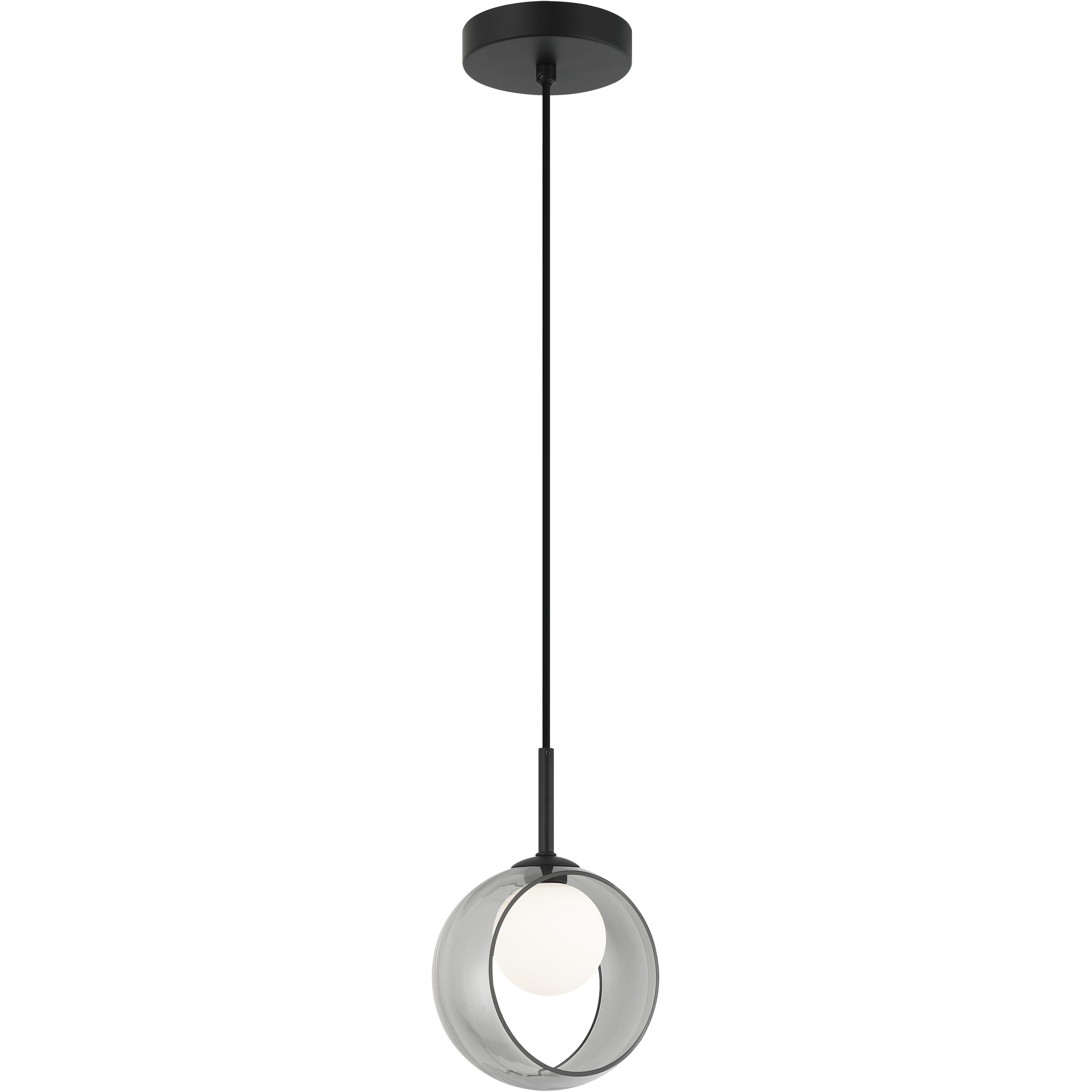 Delcia LED 6.38 inch Black Pendant Ceiling Light in Black and Smoke
