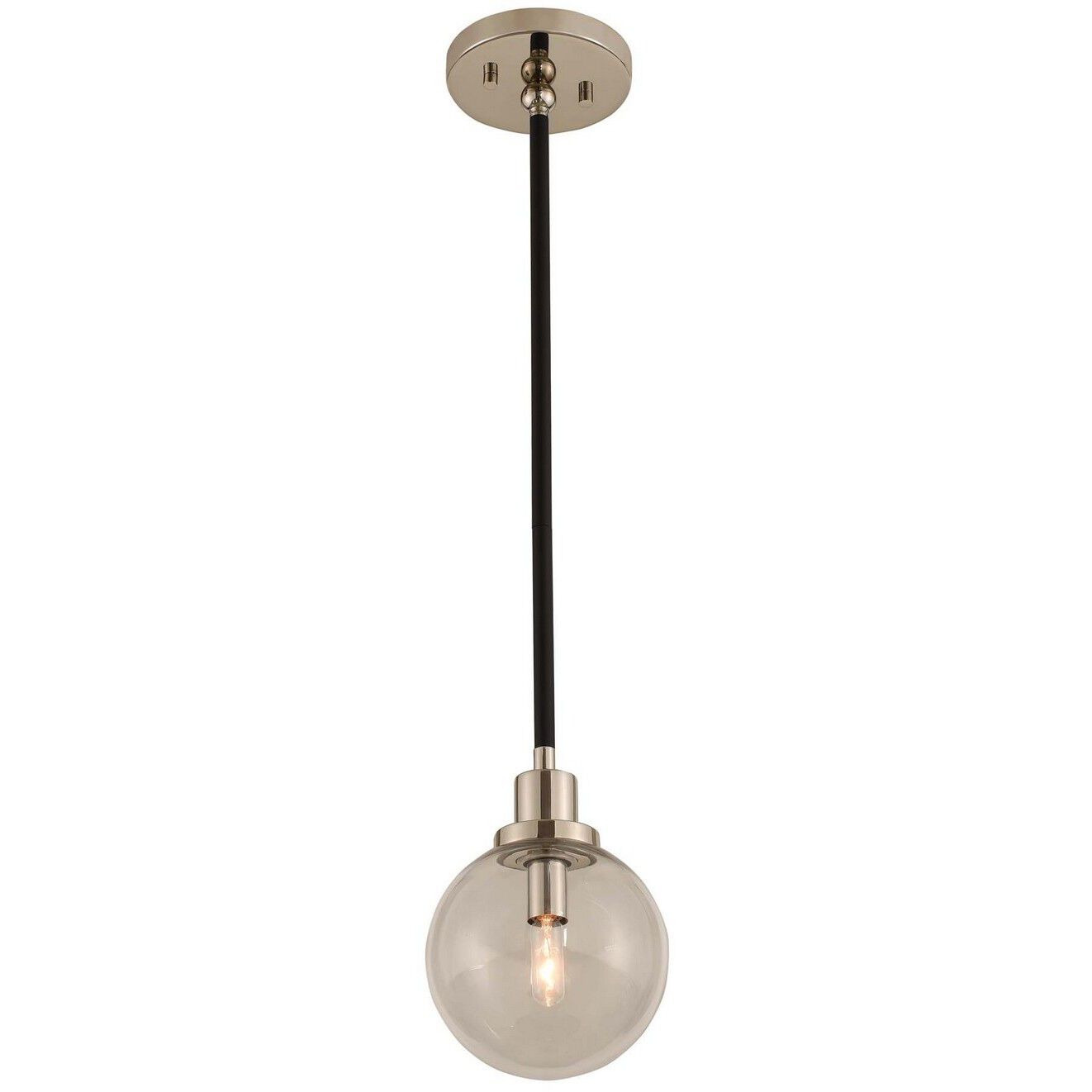Cameo 1 Light 6 inch Matte Black Finish With Nickel Accents Mini Pendant Ceiling Light in Matte Black with Nickel Accents