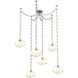 Coppa 6 Light 17 inch Beige Silver Swag Multi-Pendant Ceiling Light in Optic Rib Amber, Diamond Chain