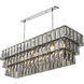 Amazone 10 Light 55.12 inch Nickel Chandelier Ceiling Light in Smoke Crystal Glass, Rectangular