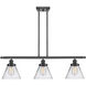 Ballston Large Cone LED 36 inch Matte Black Island Light Ceiling Light in Clear Glass, Ballston