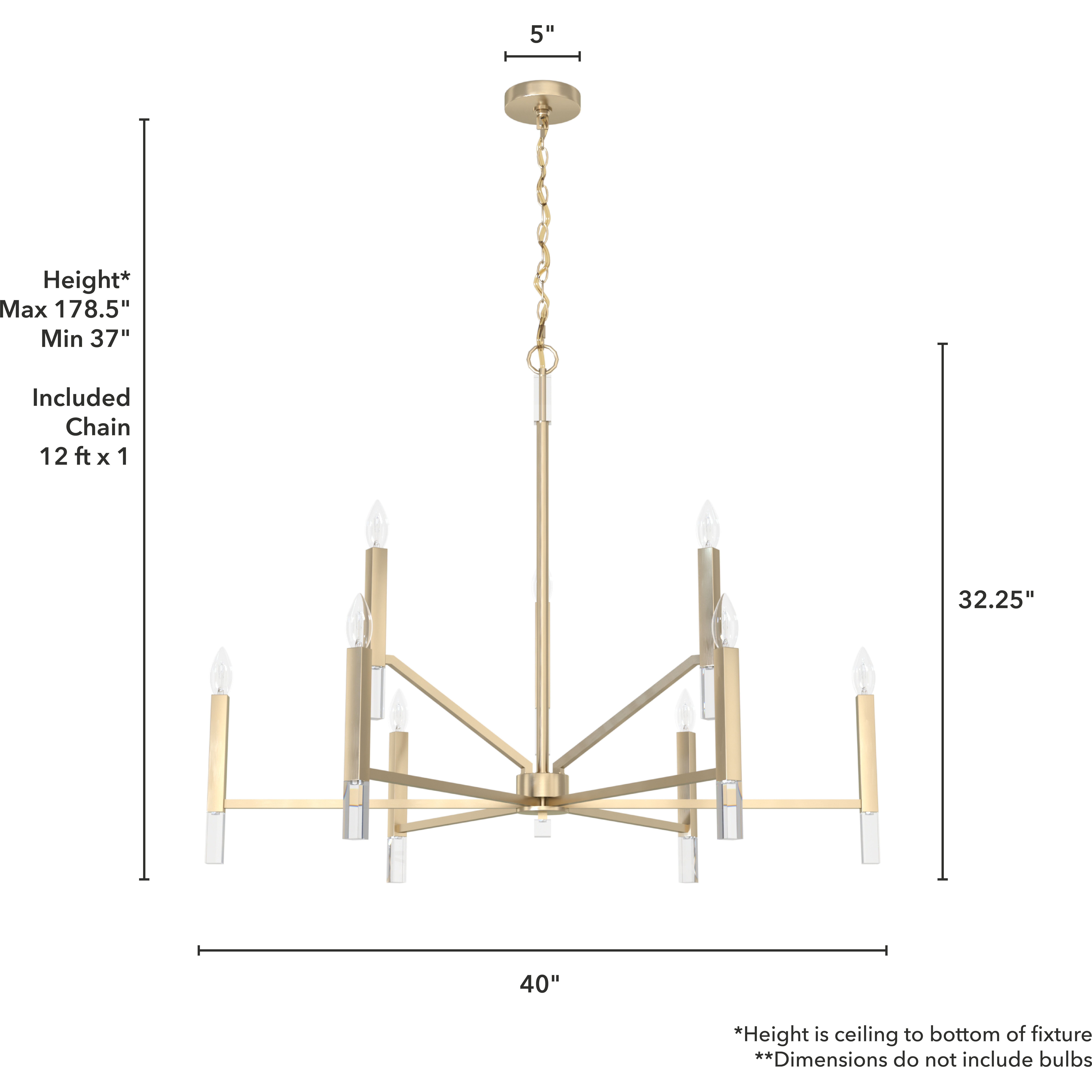 Sunjai 9 Light 40 inch Palm Gold Two Tier Chandelier Ceiling Light