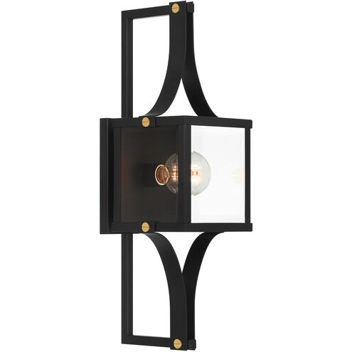 Raeburn 1 Light 23 inch Matte Black with Burnished Brass Outdoor Wall Lantern