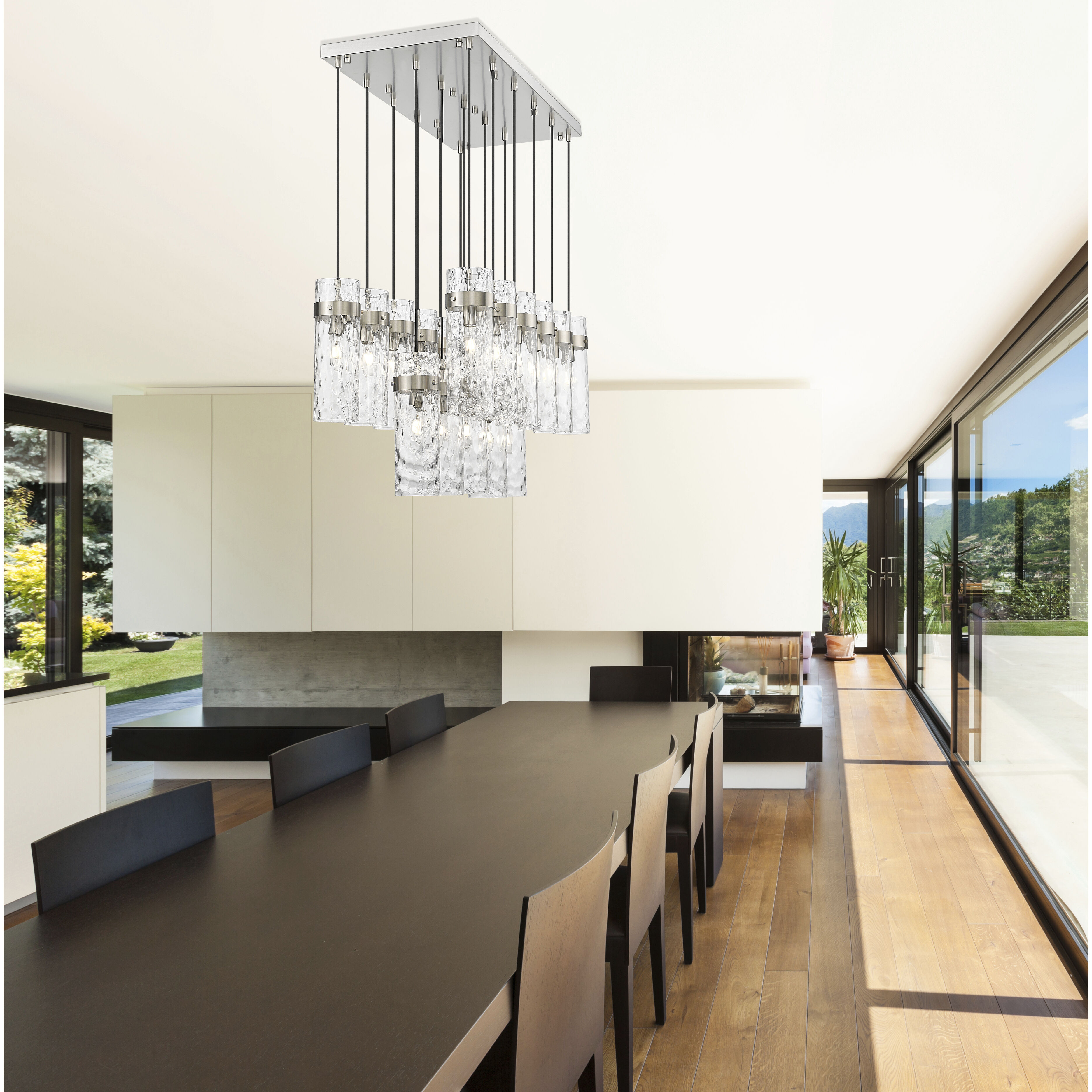 Fontaine Linear Chandelier Ceiling Light in Brushed Nickel