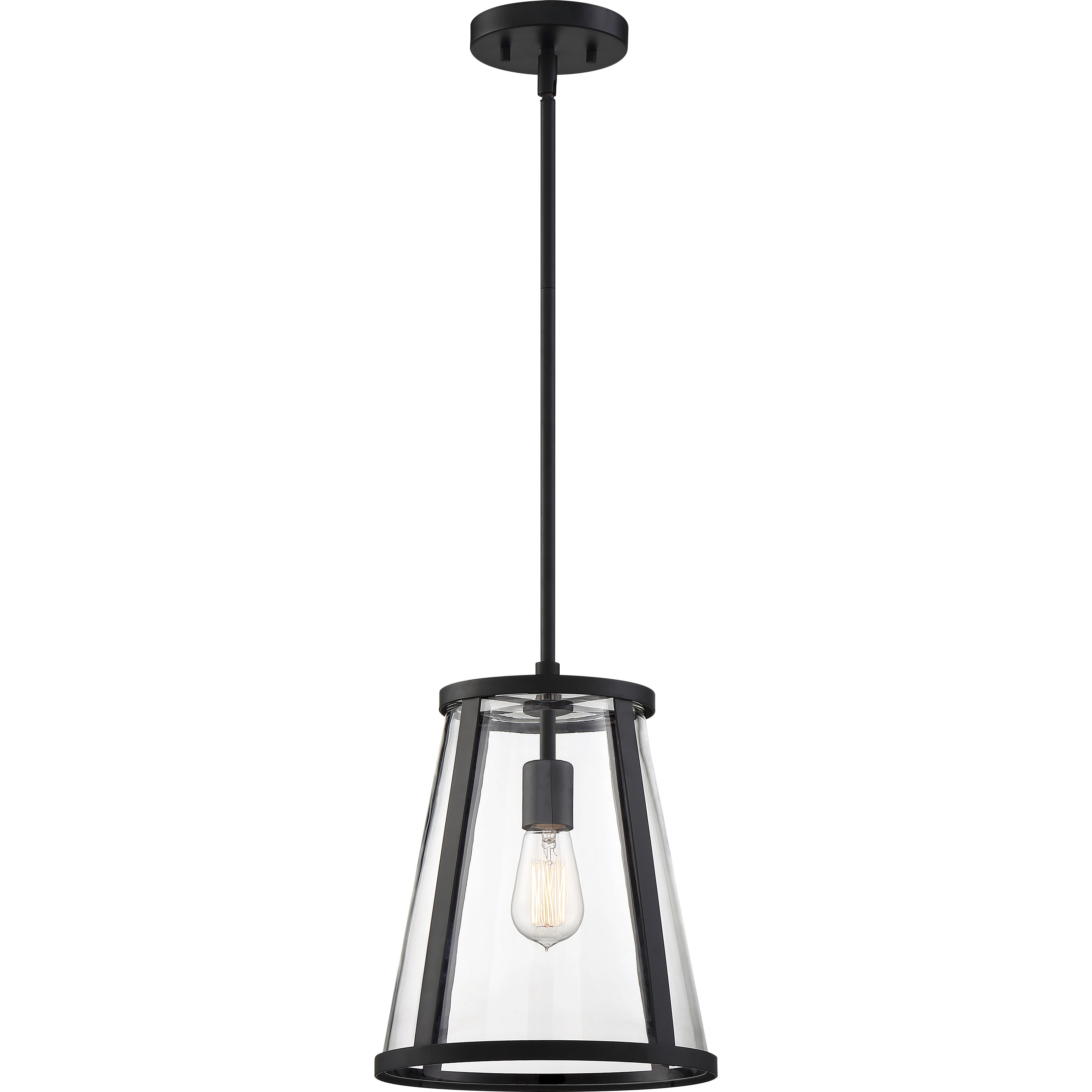 Bruge 1 Light 11 inch Matte Black and Clear Pendant Ceiling Light