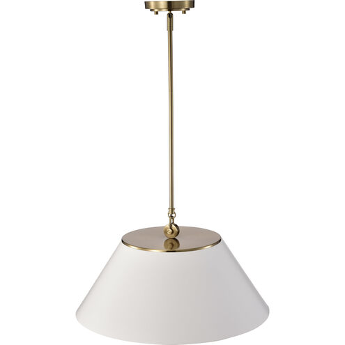 Dover 3 Light 20 inch White/Vintage Brass Pendant Ceiling Light