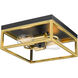 Canada 2 Light 12 inch Black & Gold Flush Mount Ceiling Light