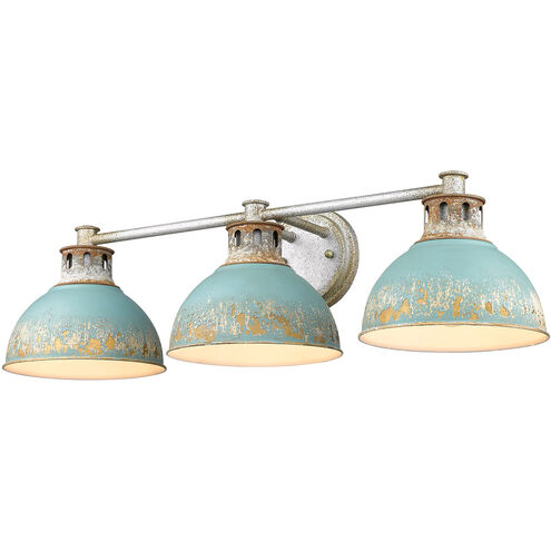 Kinsley 3 Light 29 inch Aged Galvanized Steel Bath Vanity Wall Light in Teal