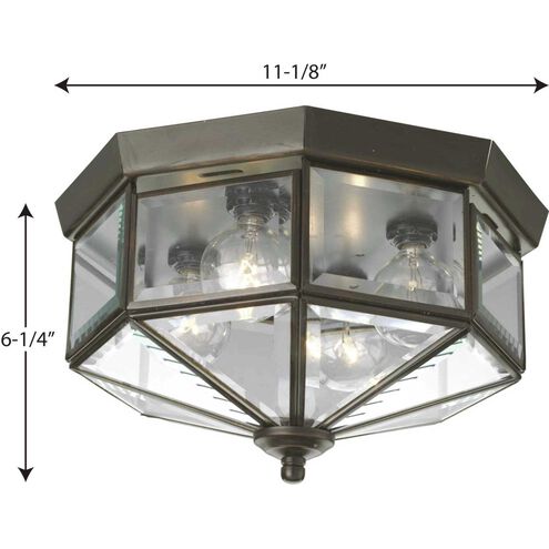 Beveled Glass 4 Light 11.13 inch Antique Bronze Flush Mount Ceiling Light