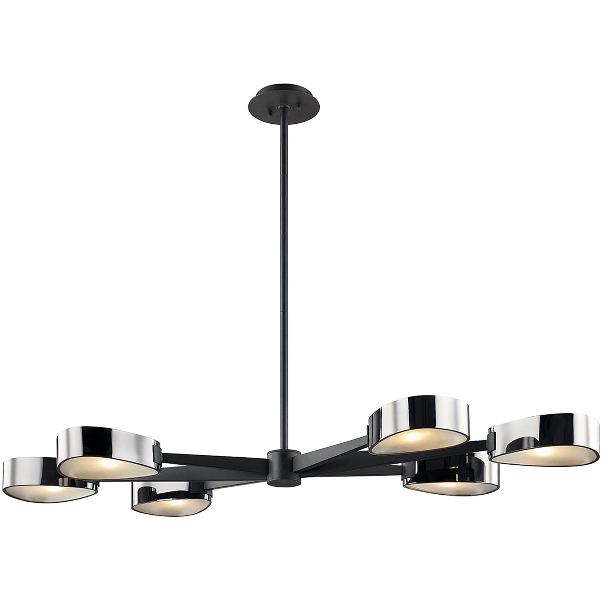 Allisio 6 Light 49 inch Carbide Black And Black Chrome Linear Ceiling Light