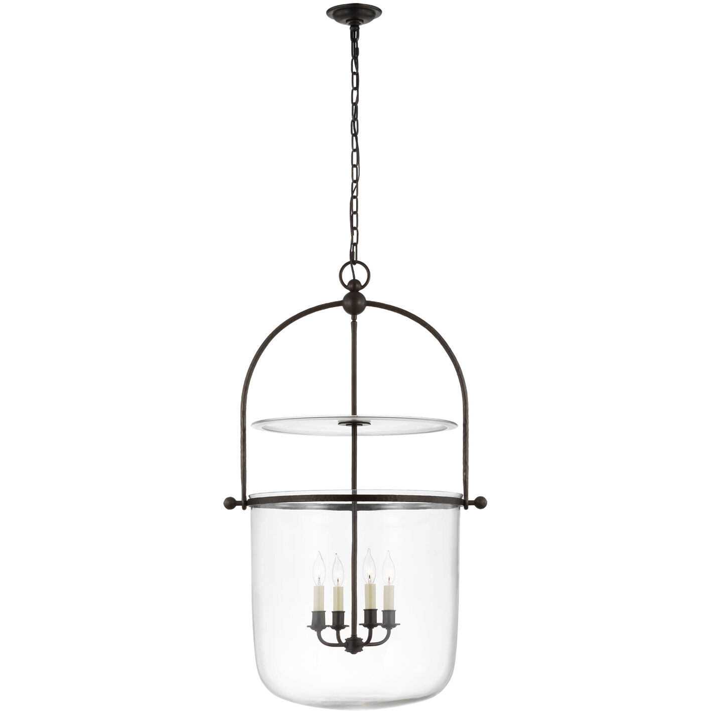 Chapman & Myers Lorford 4 Light 25 inch Aged Iron Bell Lantern Ceiling  Light, Large