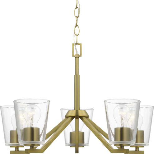 Vertex 5 Light 22.5 inch Brushed Gold Chandelier Ceiling Light