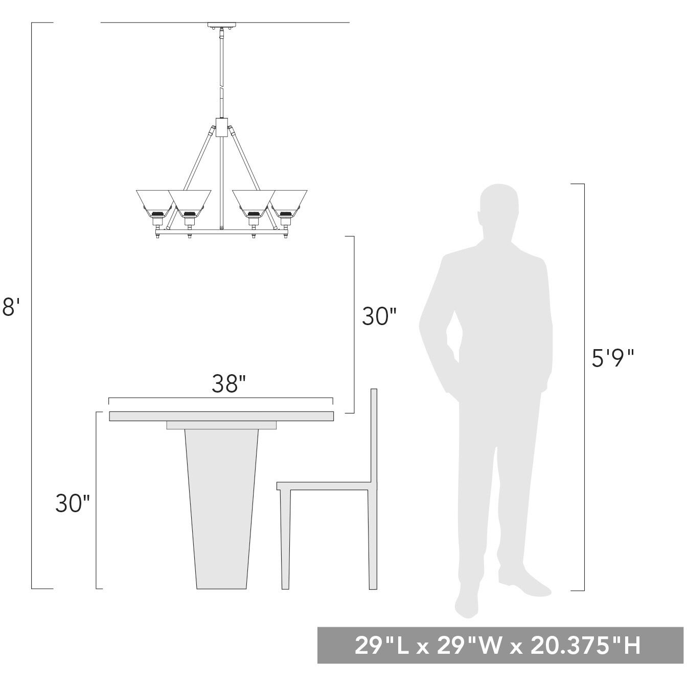 Yep Orwell 6 Light 29 inch Matte Black Chandelier Ceiling Light in Clear Glass