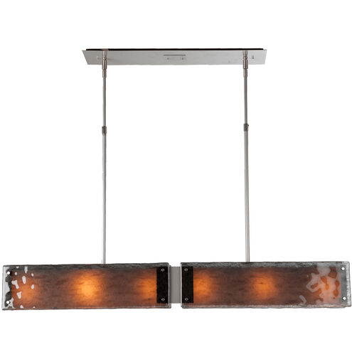 Textured Glass 6 Light Burnished Bronze Linear Pendant Ceiling Light in Smoke Granite, E26 Incandescent