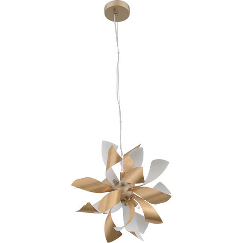 Zeev Lighting Bloom 6 Light 16 inch Brushed Brass and Matte White Pendant Ceiling Light P30086/6/BB+MW - Open Box