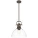 Yep Duncan 1 Light 14 inch Rubbed Bronze Pendant Ceiling Light in Clear Glass