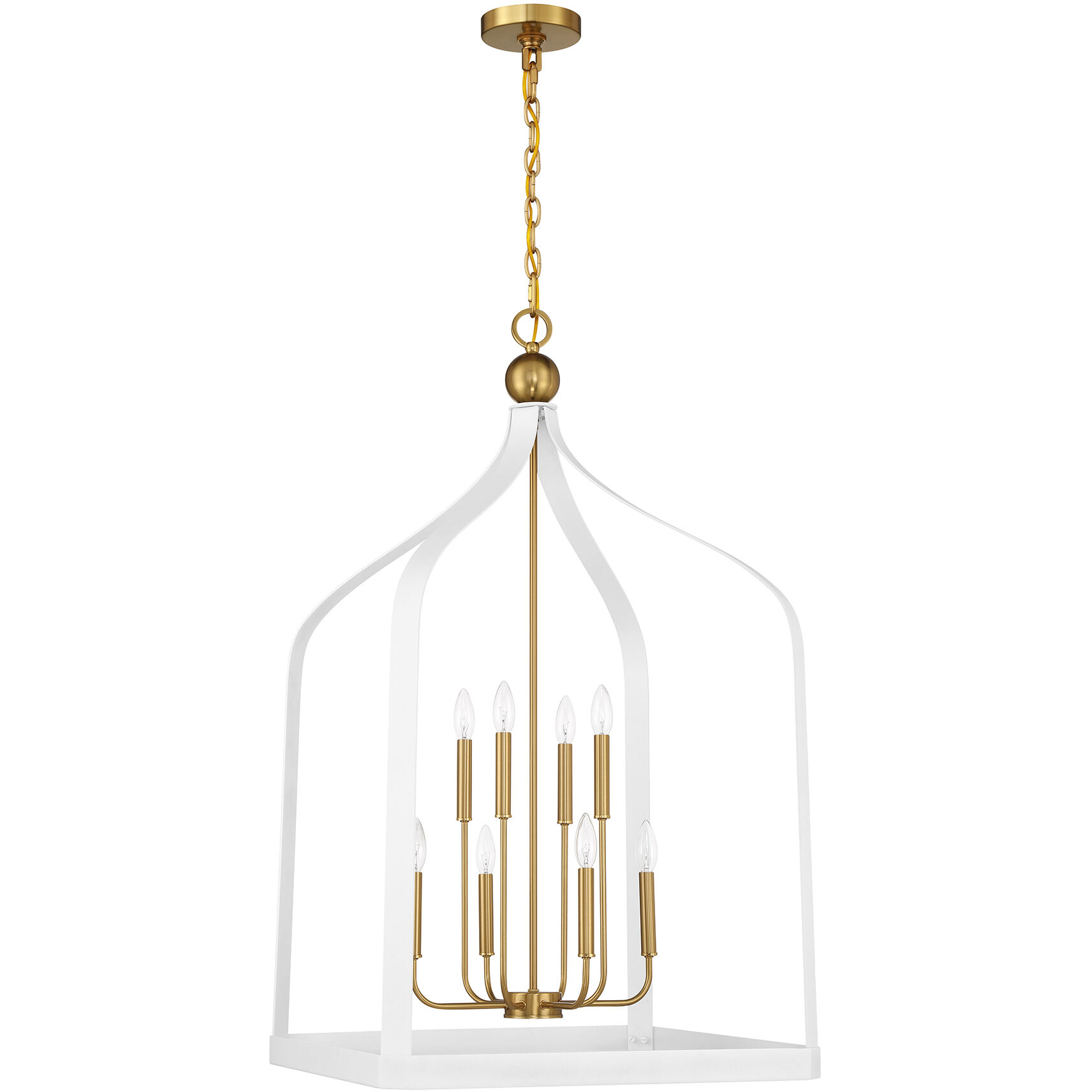Sheffield 8 Light 23.5 inch White with Warm Brass Accents Pendant Ceiling Light in White/Warm Brass