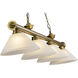 Cordon 4 Light 81.25 inch Rubbed Brass Billiard Ceiling Light in White Linen Glass