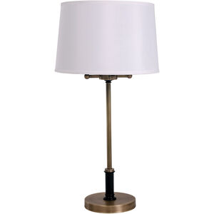 Alpine 31 inch 100.00 watt Antique Brass and Black Table Lamp Portable Light, with USB Port
