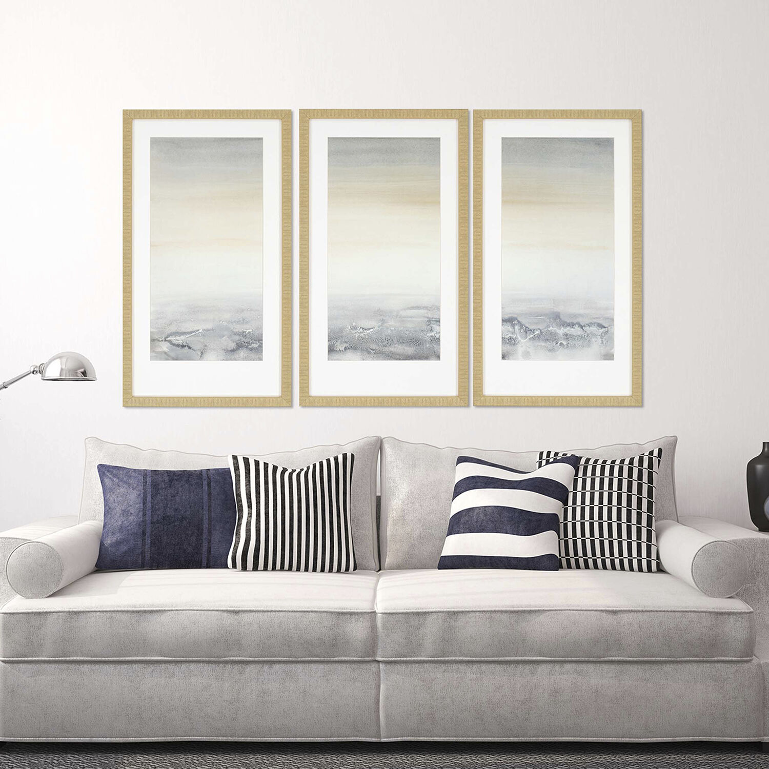 Abstract Gray and Beige and Neutral and White Framed Art