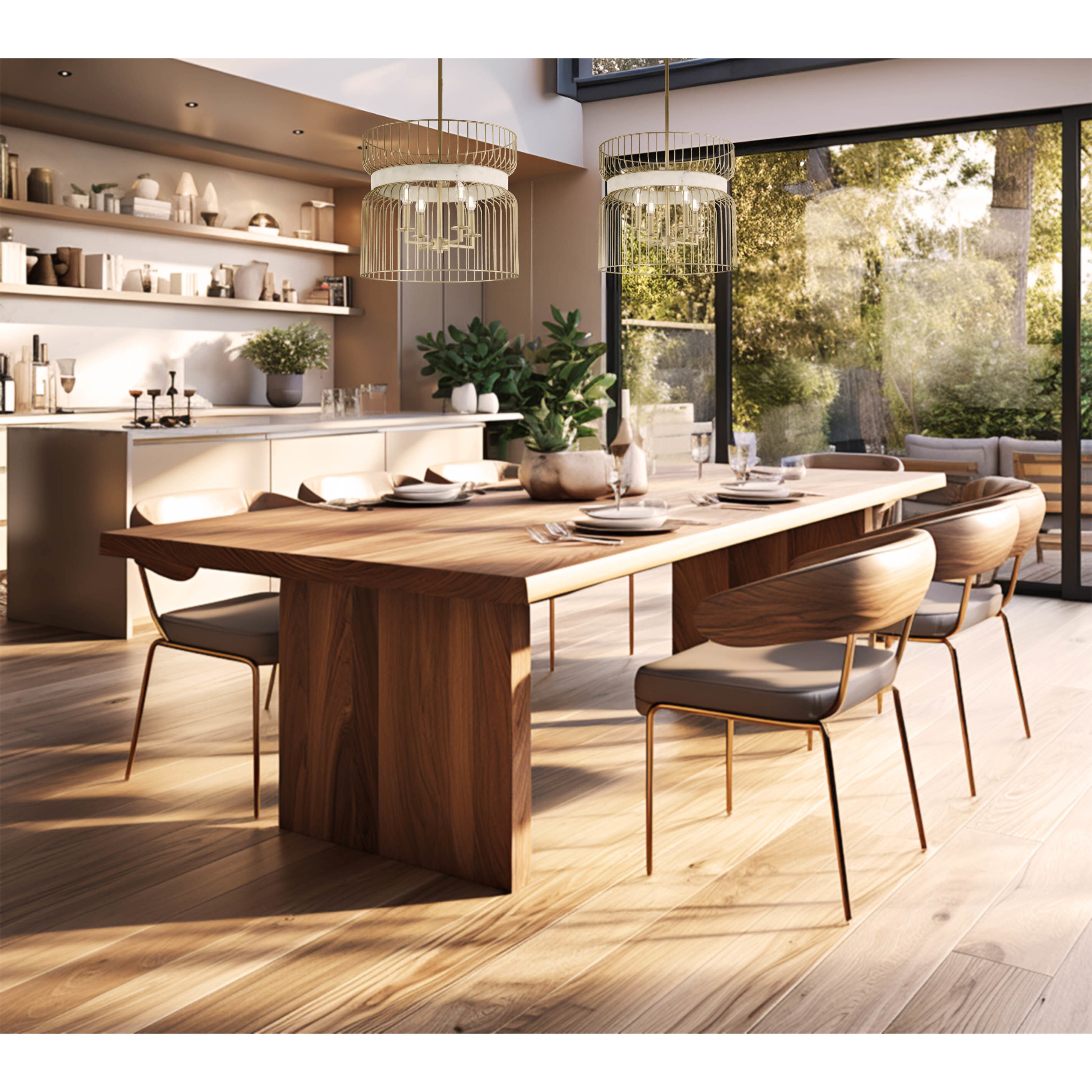 Park Slope 4 Light 20 inch Nouveau Gold Pendant Ceiling Light