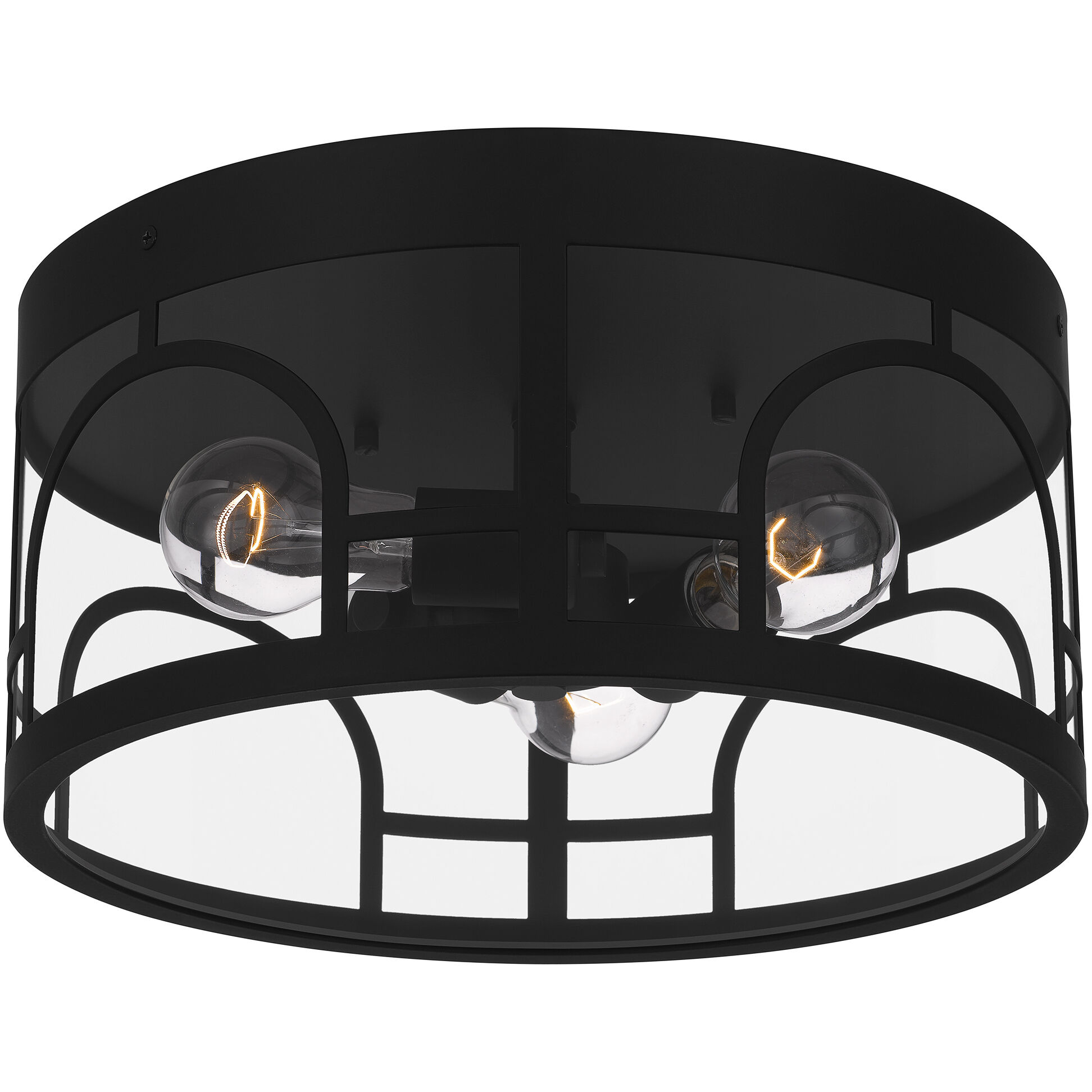Brampton 3 Light 14 inch Matte Black Flush Mount Ceiling Light