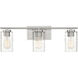 Transitional 3 Light 24 inch Brushed Nickel Bathroom Vanity Light Wall Light