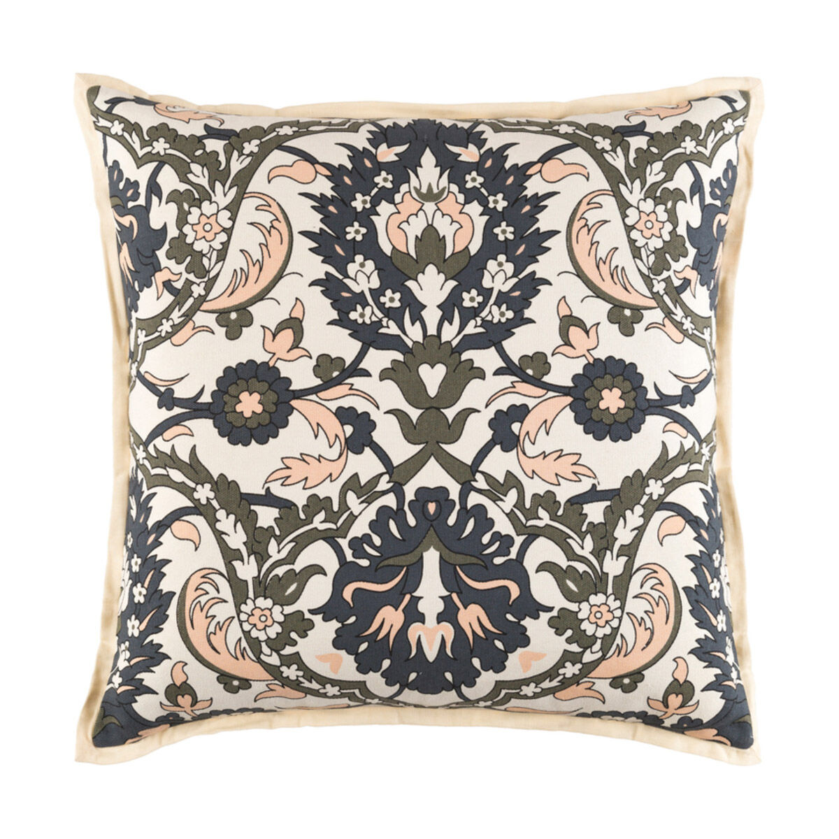 Vincent 20 X 20 inch Peach and Dark Brown Throw Pillow