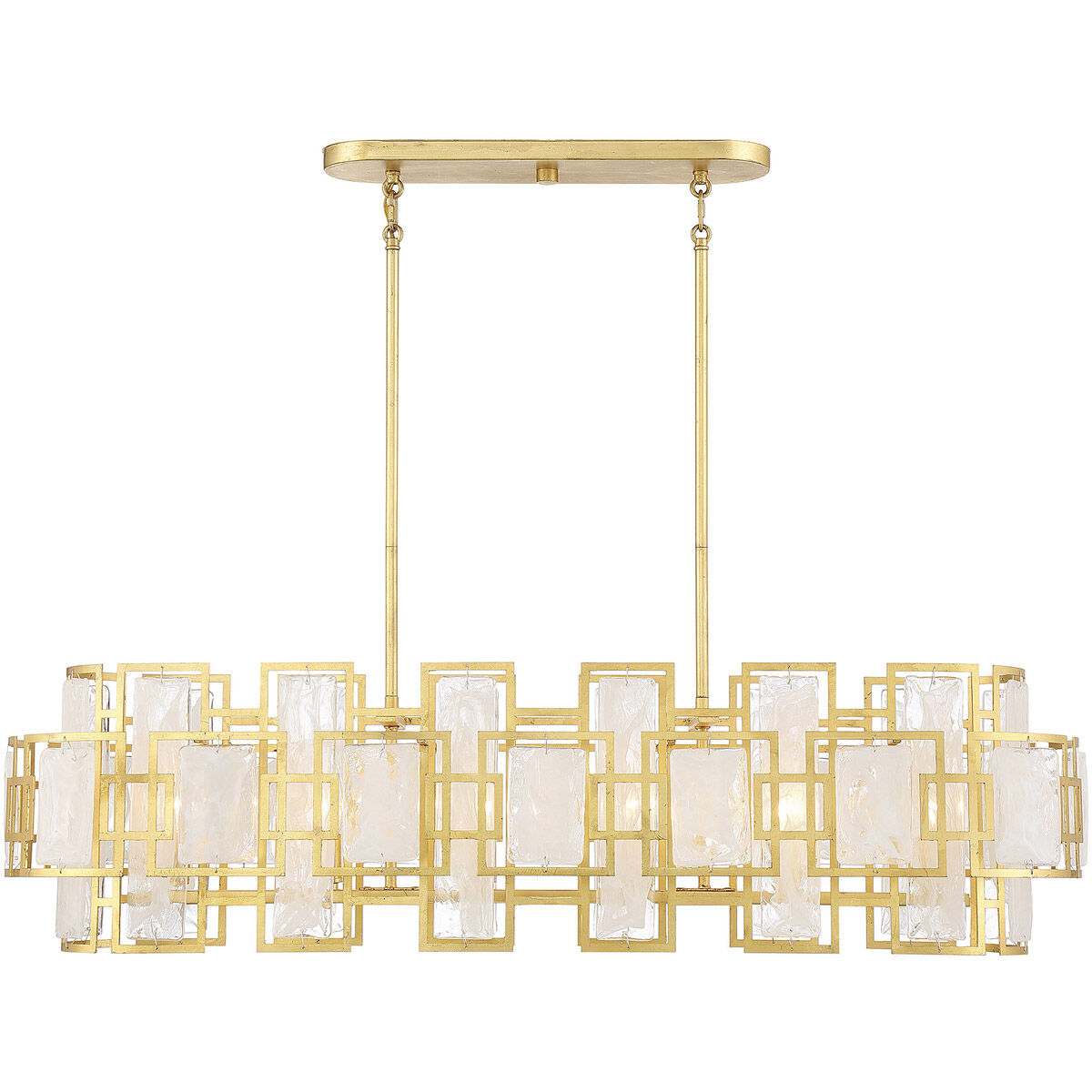 Portia 6 Light 42 inch Matte Black with True Gold Linear Chandelier Ceiling Light