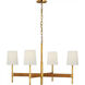 Suzanne Kasler Elle LED 36 inch Hand-Rubbed Antique Brass and Dark Rattan Chandelier Ceiling Light, Large