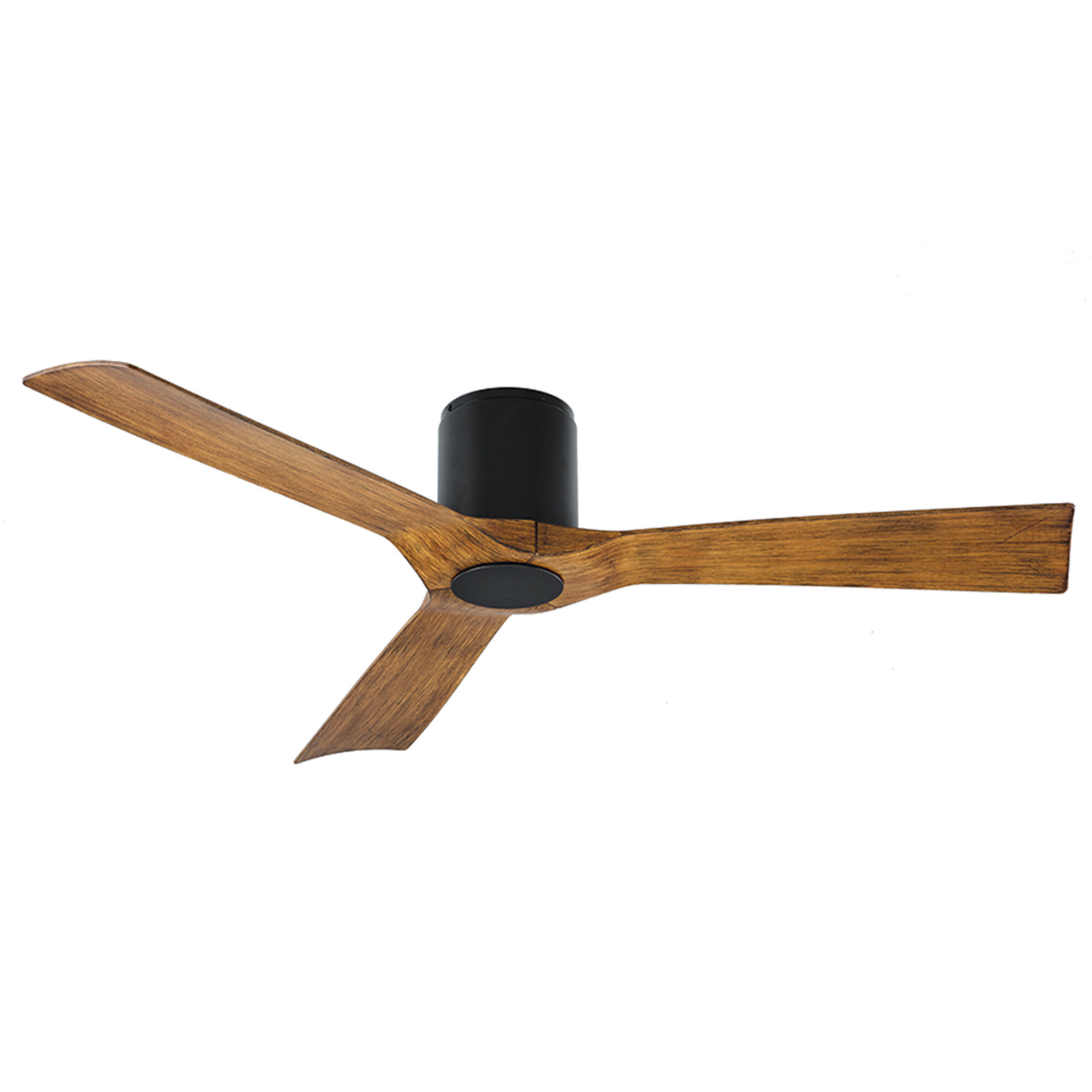 Aviator 54 inch Matte Black and Distressed Koa with Distressed Koa Blades Flush Mount Ceiling Fan in Matte Black Distressed Koa, Flush Mounted, Smart Ceiling Fan