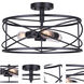 Malene 3 Light 16 inch Black Semi-Flush Mount Ceiling Light
