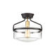Modern 1 Light 13.25 inch Oil Rubbed Bronze with Natural Brass Semi-Flush Ceiling Light