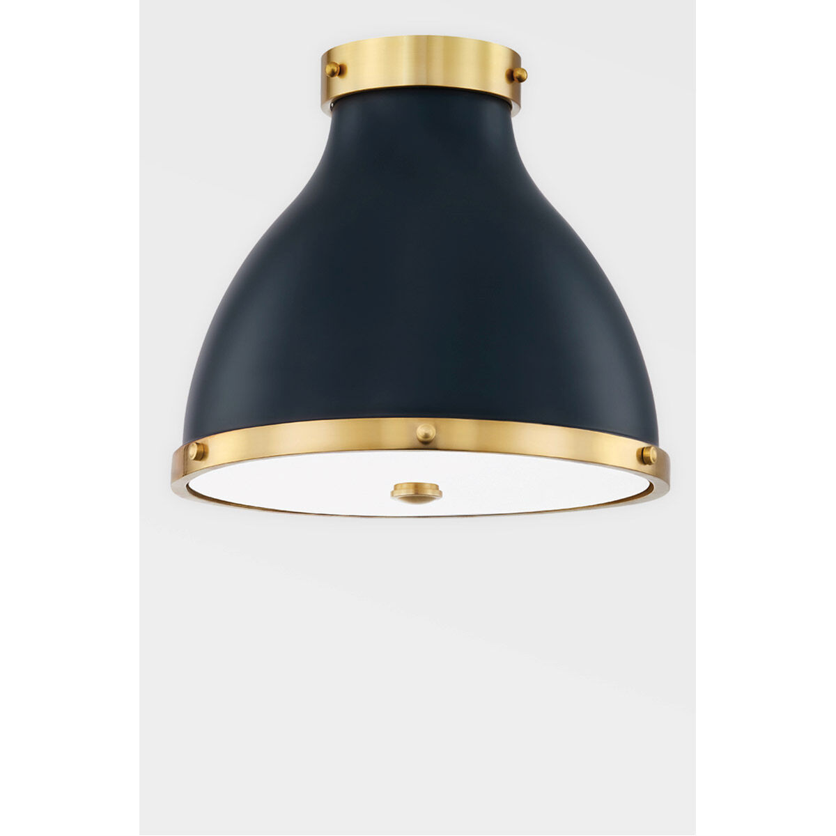 Painted No. 3 2 Light 12.5 inch Aged Brass/Darkest Blue Flush Mount Ceiling Light