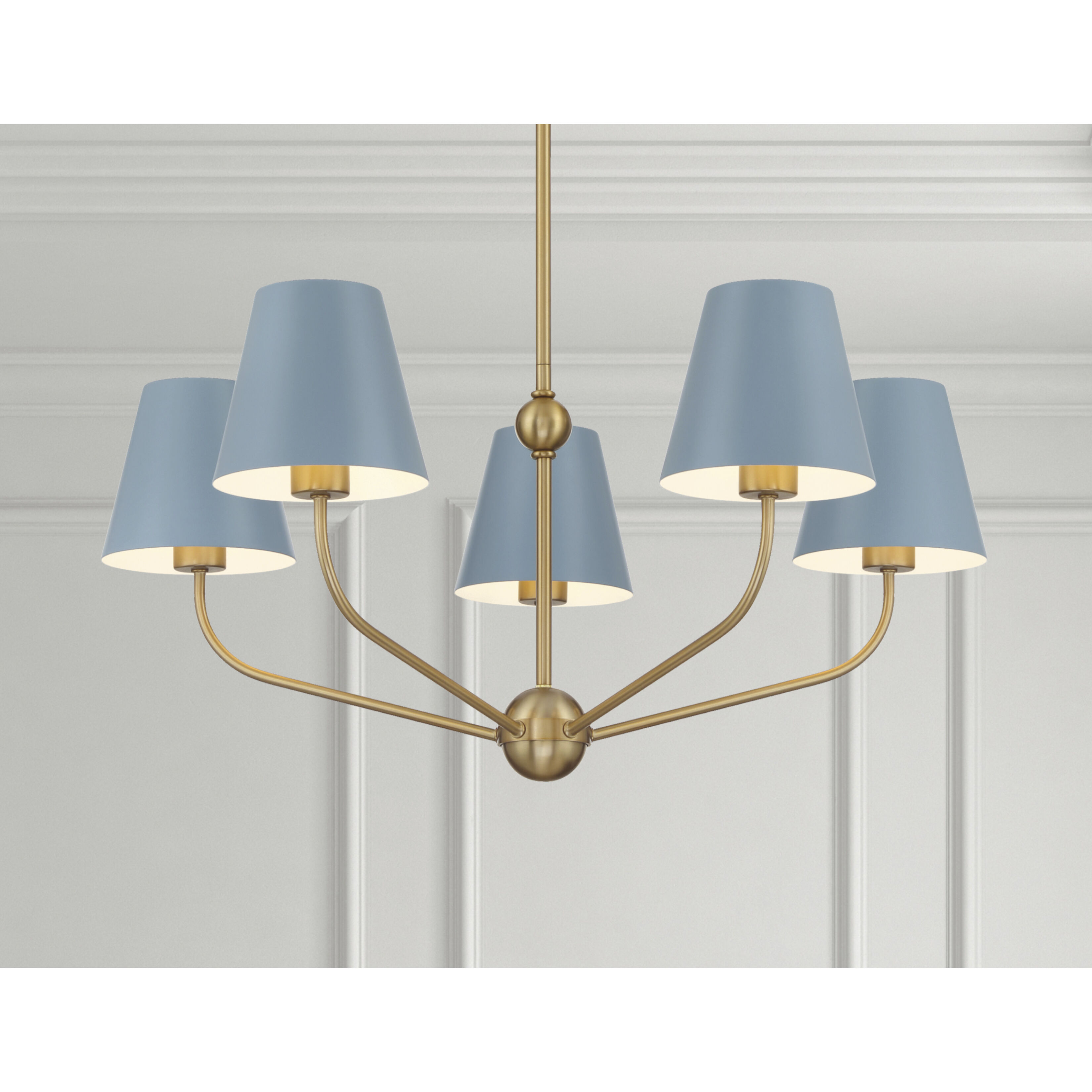 Xavier 5 Light 28 inch Vibrant Gold Chandelier Ceiling Light in Vibrant Gold and Blue