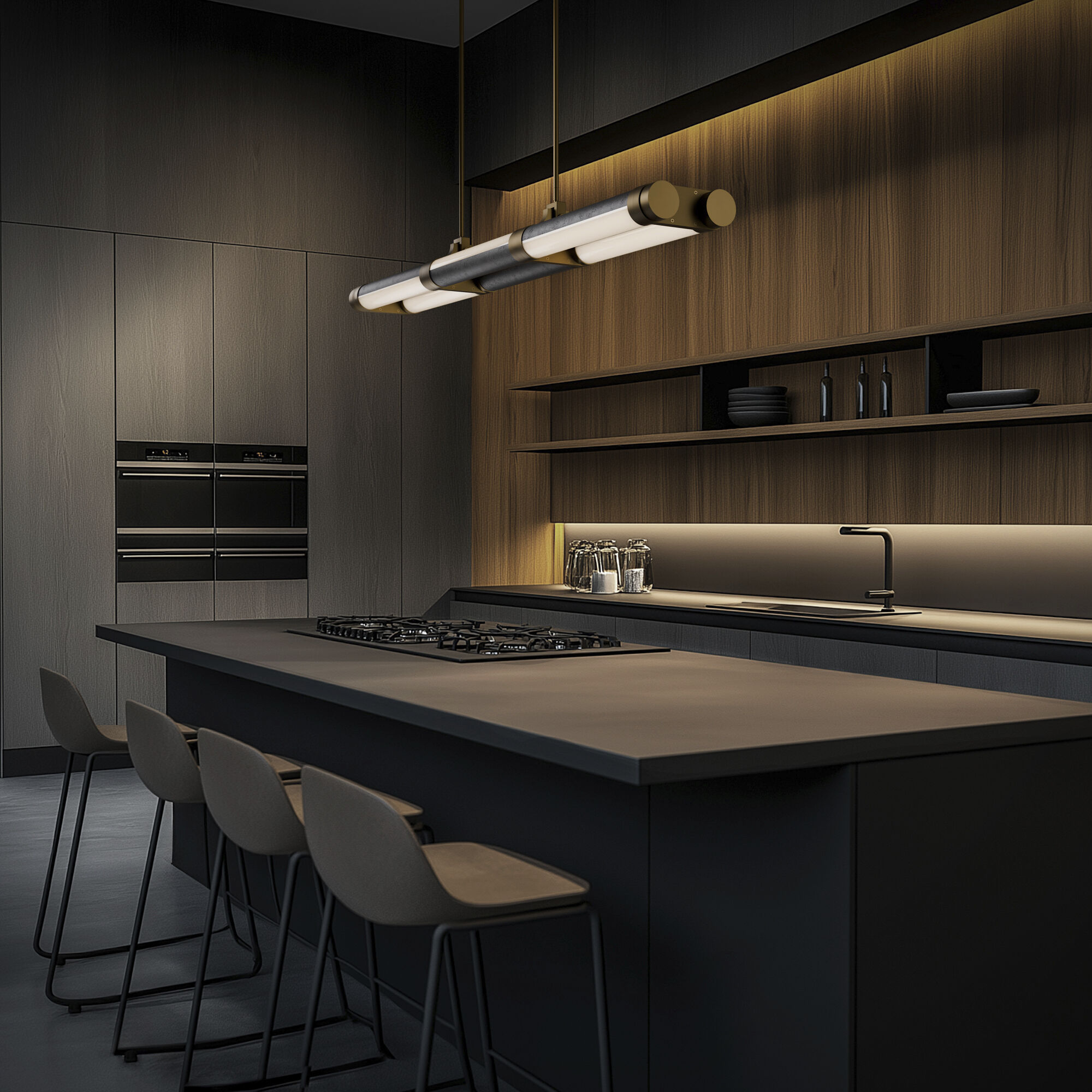 Catania LED 6.6 inch Bassalt Stone and Aged Brass Indoor Hanging Lighting Ceiling Light in 3500K