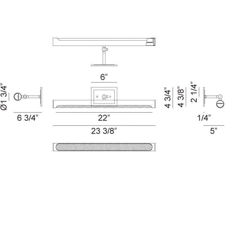 Lexon Wall Sconce Wall Light in Oxidized Black and Chrome