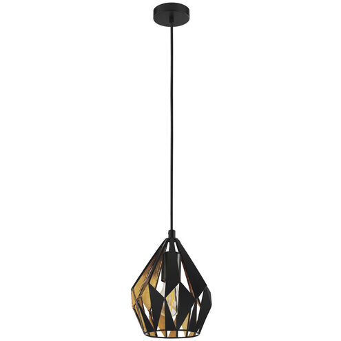 Carlton 1 Light 7.2 inch Matte Black and Gold Leaf Pendant Ceiling Light