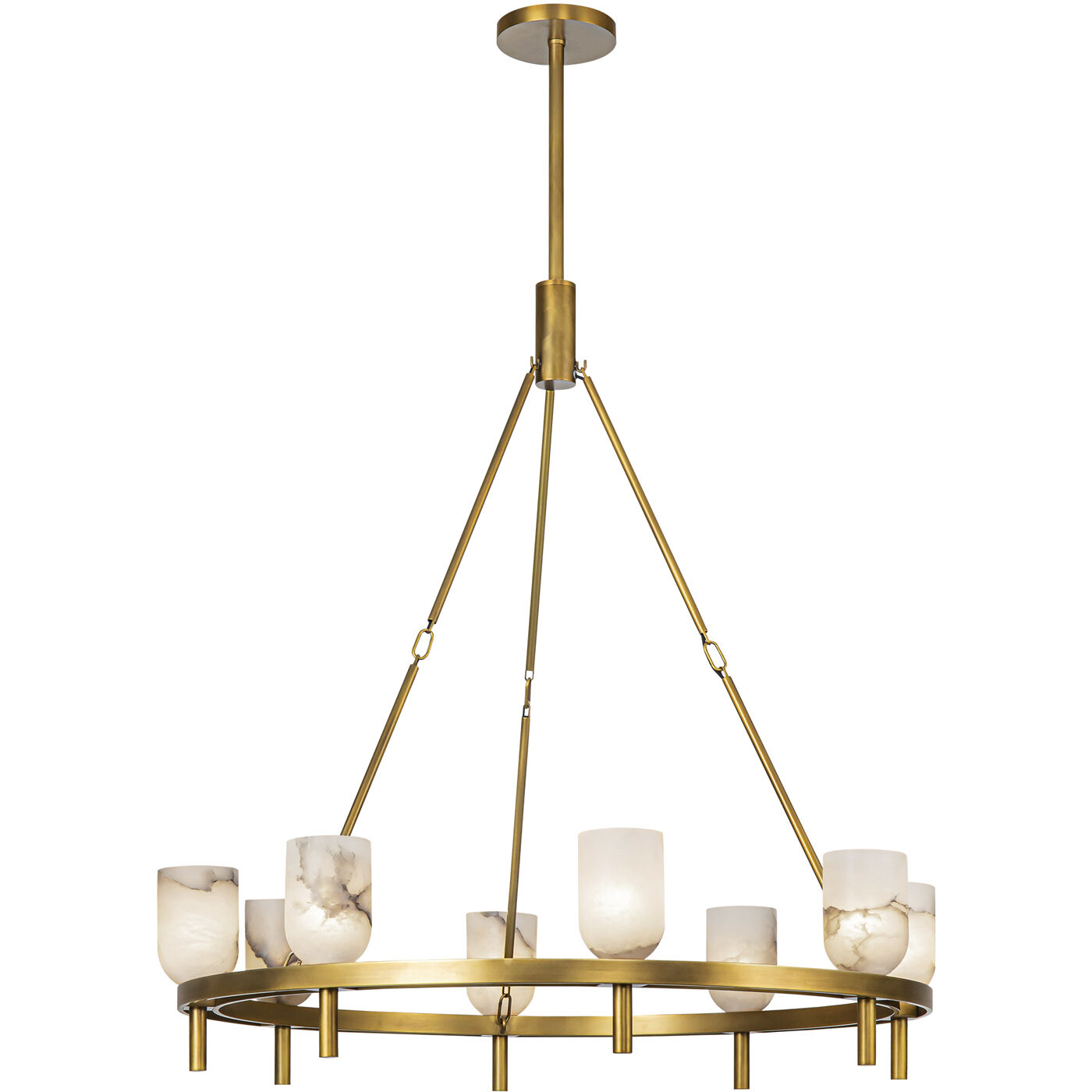Lucian 8 Light 36.13 inch Vintage Brass/Alabaster Chandelier Ceiling Light in Alabaster Shade