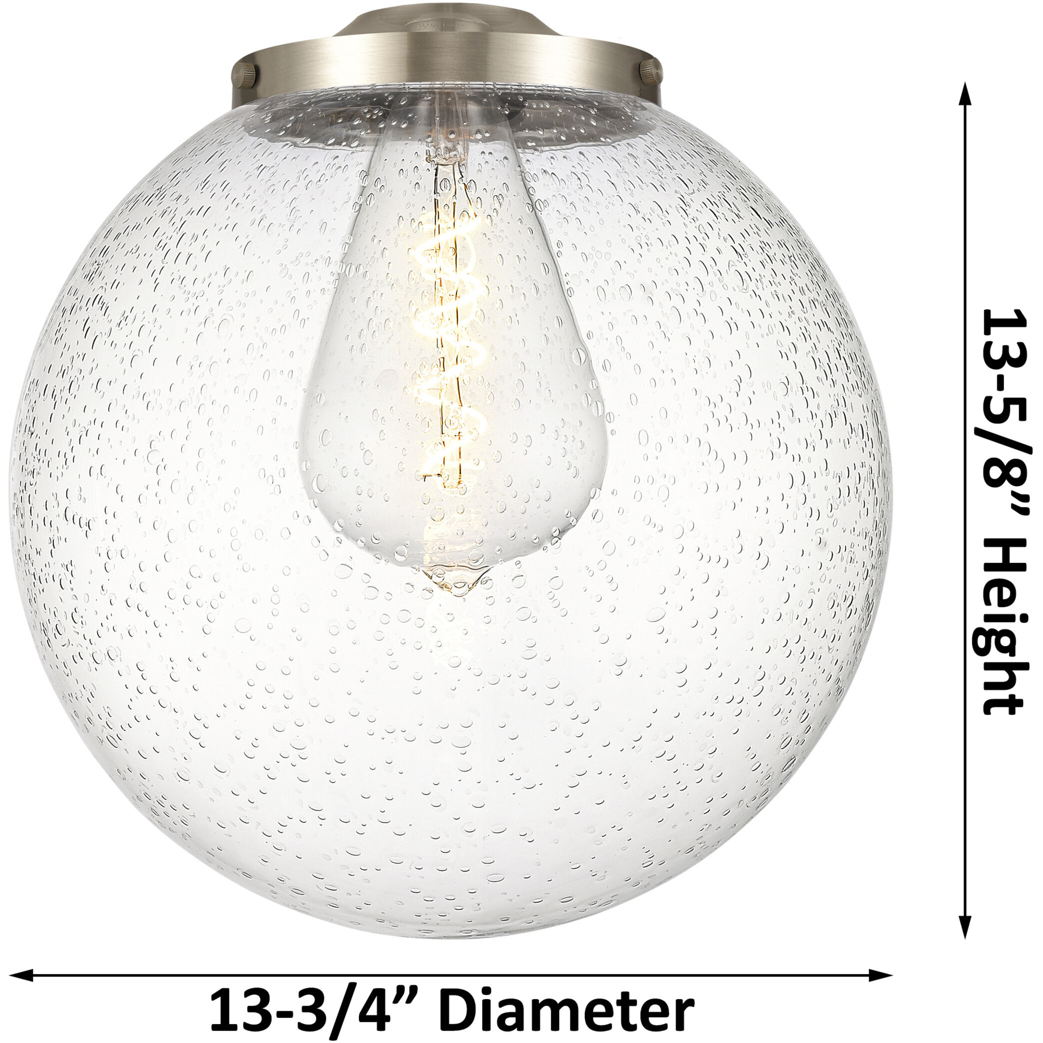 Beacon 1 Light 13.75 inch Brushed Satin Nickel Mini Pendant Ceiling Light in Seedy Glass