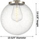Beacon 1 Light 13.75 inch Brushed Satin Nickel Mini Pendant Ceiling Light in Seedy Glass