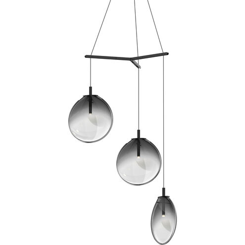 Cantina LED 33 inch Satin Black Pendant Ceiling Light in Smoke Fade Glass