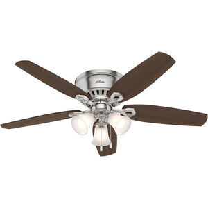Builder 52 inch Brushed Nickel with Brazilian Cherry/Harvest Mahogany Blades Ceiling Fan, Low Profile