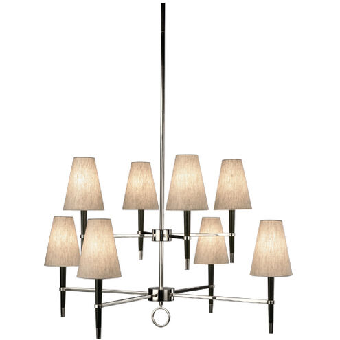 Jonathan Adler Ventana 8 Light 15 inch Ebonyed Wood with Polished Nickeled Chandelier Ceiling Light