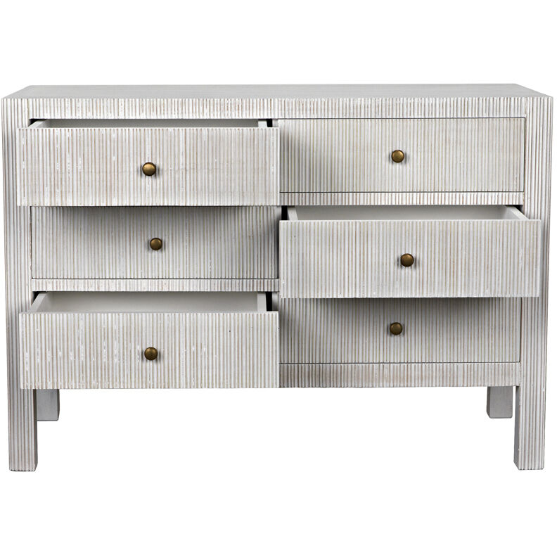 Conrad White Wash Dresser, 6 Drawer